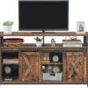 VASAGLE TV-Schrank, Fernsehtisch Mit 2 Schiebetüren, TV-Regal Für Fernseher Bis Zu 60 Zoll, Fernsehschrank Mit Verstellbaren Ablagen, Industrie-Design, Vintagebraun-schwarz LTV46BX