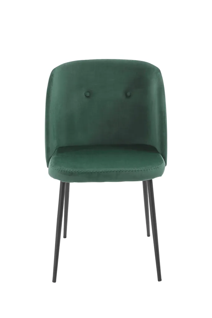 HOMEXPERTS Esszimmerstuhl Micky 2er-Set, Metall Schwarz, Samststoff Dunkelgrün – Bild 3