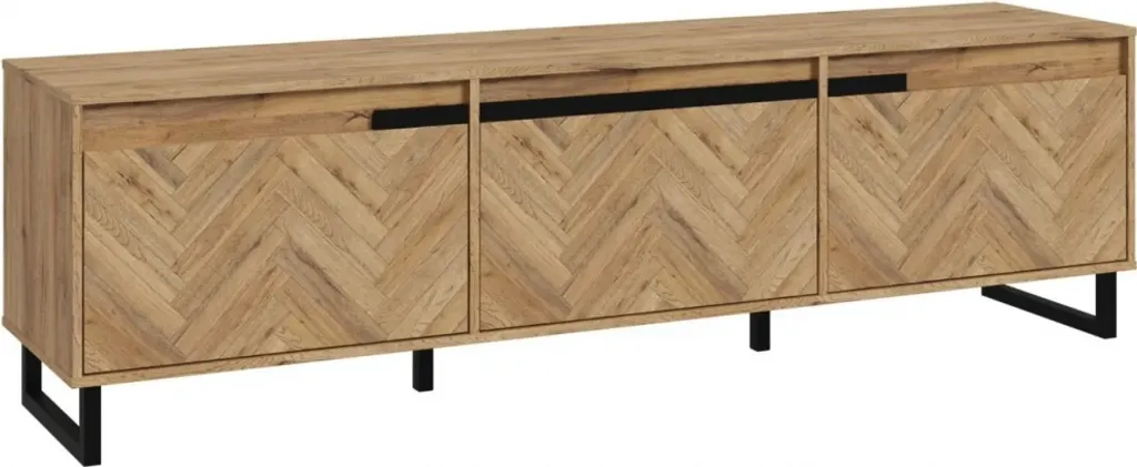 Lowboard SOLLETICO HIFI TV Fernseher Kommode Ca. 186 X 54x 42 Cm Bartex Eiche Nb. Staboptik – Bild 2