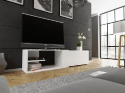 Mirjan24 TV-Lowboard Cliff, Ausziehbarer TV-Schrank, TV-Unterschrank Vom Hersteller, Sideboard (Farbe: Weiß)