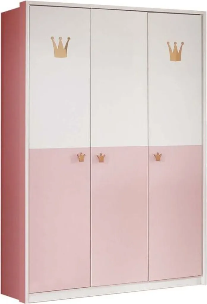 Cindy2 Kleiderschrank 3-türig Weiß / Rose – Bild 2