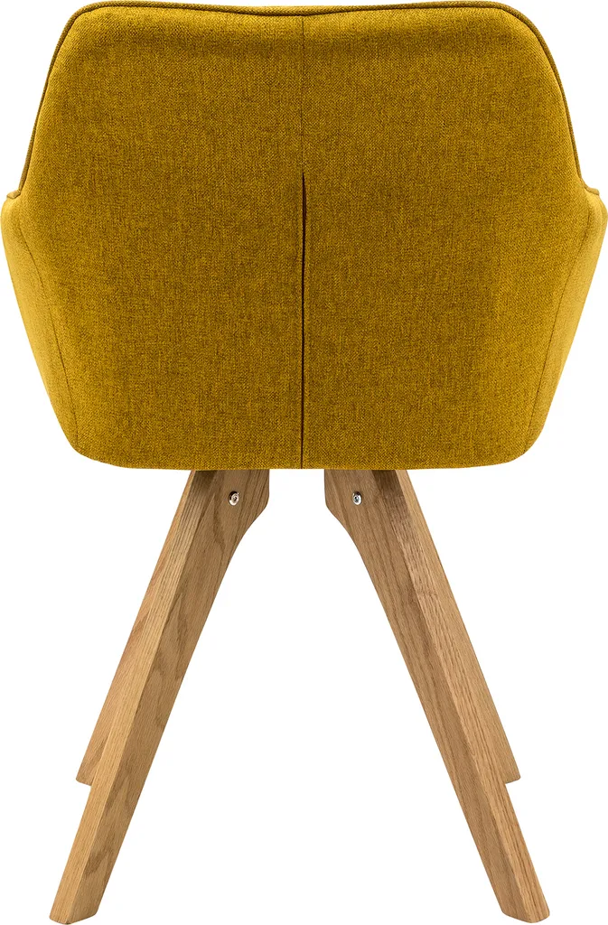 SalesFever Polsterstuhl 2er Set Mit Armlehnen | Bezug Textil | Gestell Eichenholz Massiv | Rautensteppung Im Rückenbereich | B 59 X T 61 X H 88 Cm | Curry-gelb – Bild 5