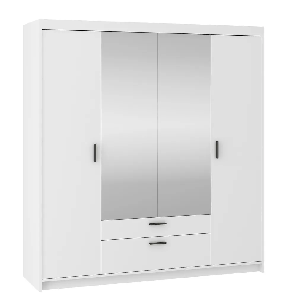 FURNIX Kleiderschrank Schrank 4-türig Mit 2 Schubladen Spiegel ELIZA 176,3 Cm Weiss – Bild 2