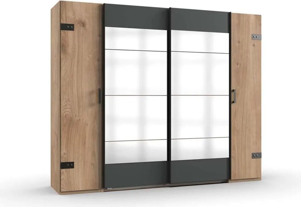 Stockholm Dreh- Und Schwebetürenschrank Mit Spiegel Plankeneiche / Grau, Breite:272 Cm