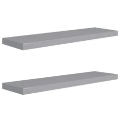 VidaXL Schwebende Wandregale 2 Stk. Grau 90x23,5x3,8cm MDF