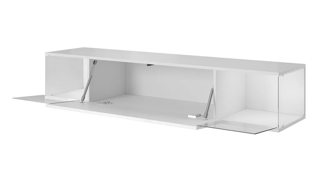 Mirjan24 Hänge TV-Lowboard Vigo Sky, TV-Schrank Vom Hersteller, Stilvoll RTV (Weiß / Weiß Hochglanz, Mit Blauer Beleuchtung) – Bild 3