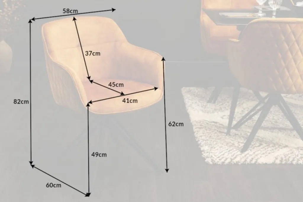 Invicta Stuhl Euphoria Senfgelb Samt Drehbar – Bild 6