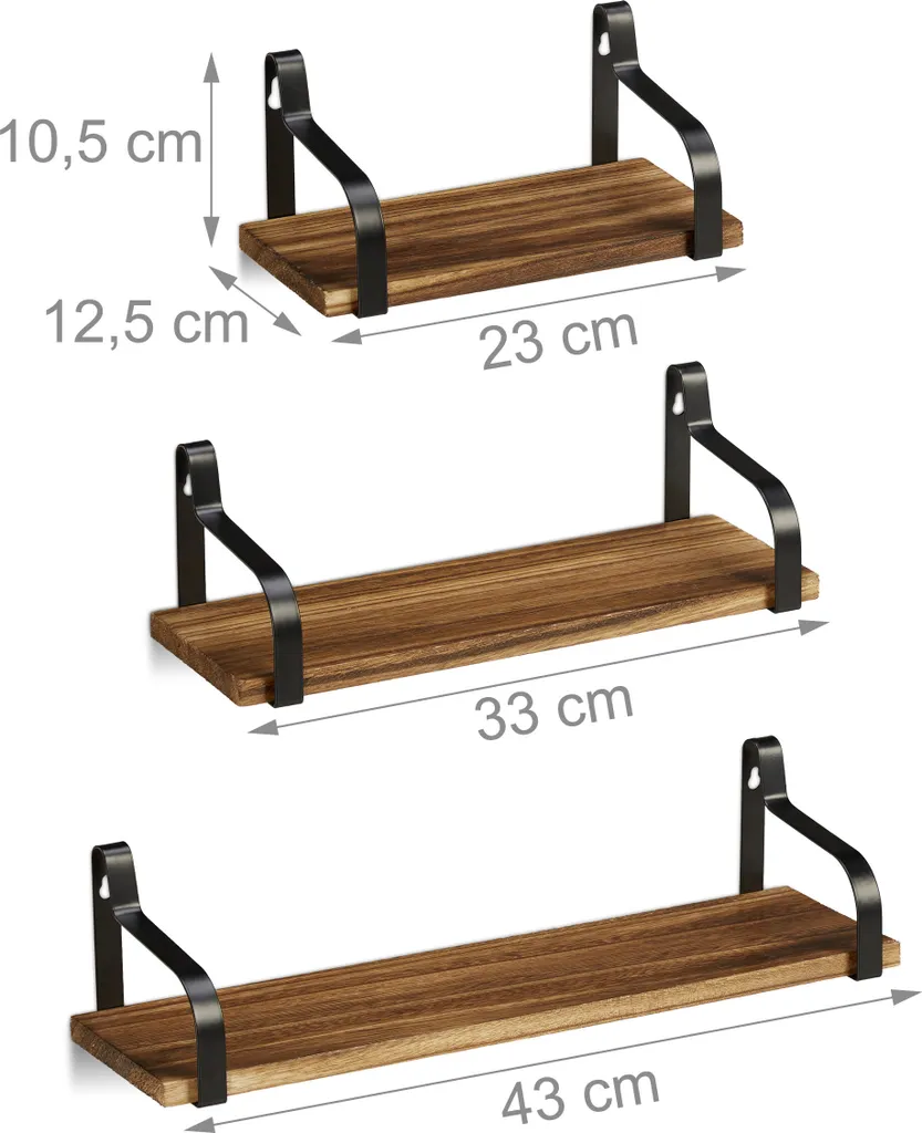 Relaxdays 3er Wandregal Holz – Bild 4