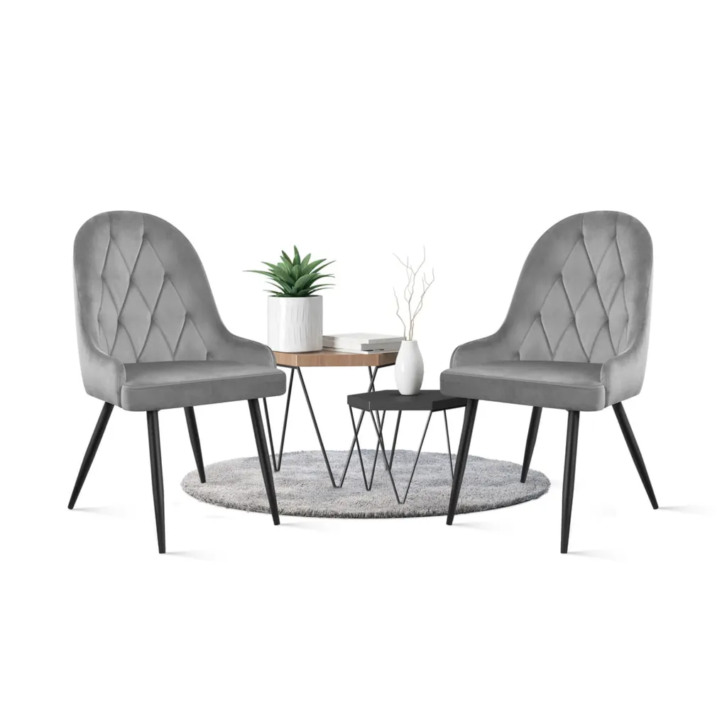 Mark Adler Prince 4.0 Esszimmerstühle Polsterstuhl Wohnzimmerstuhl Sessel Mit Rückenlehne Aus Samt Bis 130 Kg Grau – Bild 8