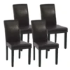 4er-Set Esszimmerstuhl MCW-J99, Küchenstuhl Stuhl Polsterstuhl, Holz Kunstleder Braun, Schwarze Beine