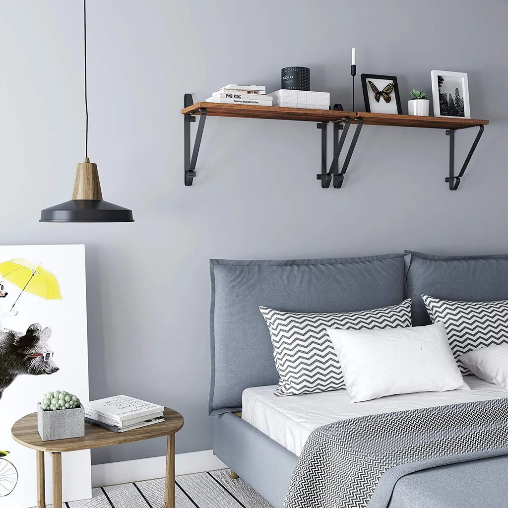 VASAGLE 2er Set Wandregal, Hängeregal Mit Metallrahmen, Großem Schweberegal, 60 X 33 X 20 Cm, Stabiles Wandboard Für Wohnzimmer Vintage LCR01BX – Bild 4