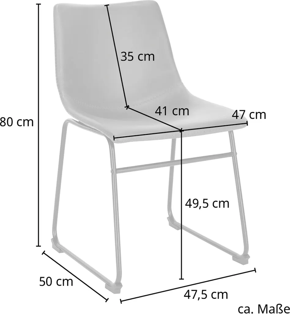 SVITA HARRY 2er Set Esszimmerstühle Metallbeine Kufengestell Kunstleder Cognac – Bild 3