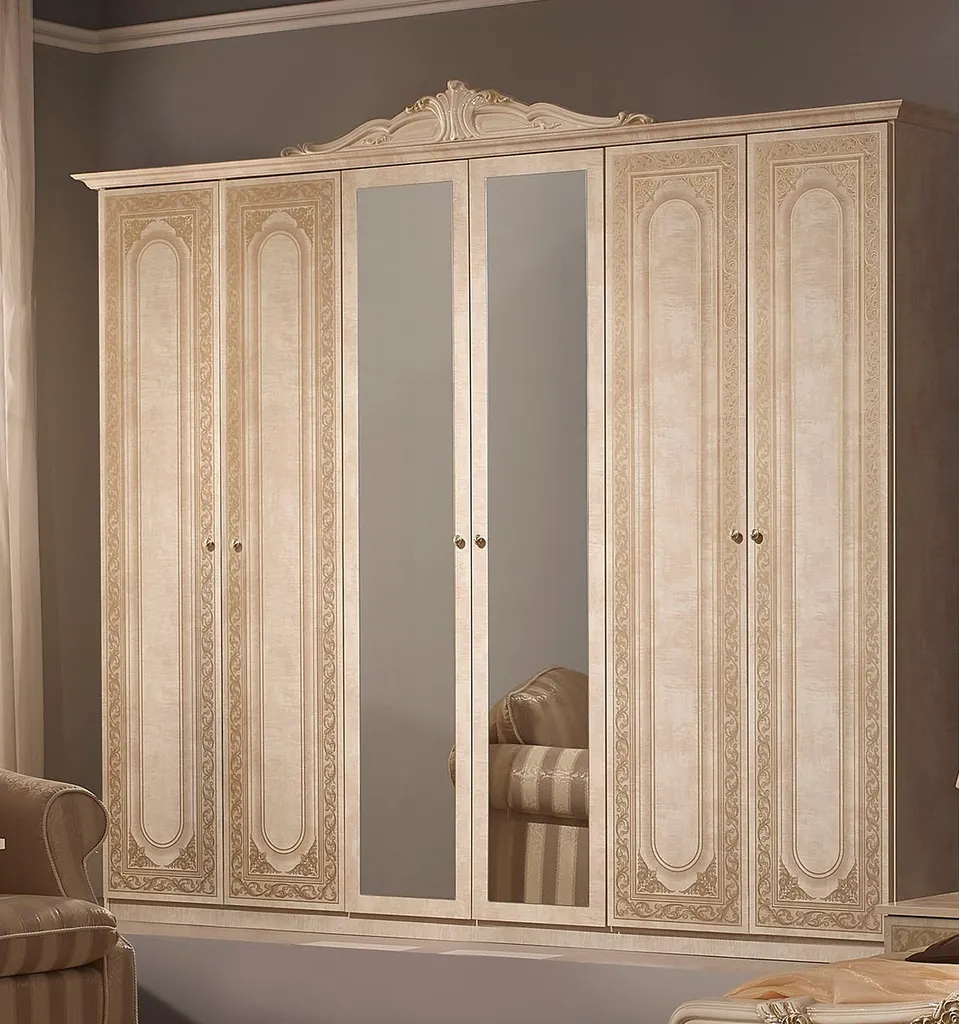 Elena Barock Design Kleiderschrank 6 Trg. In Beige