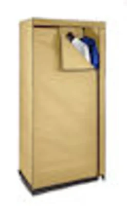 Stoff Kleiderschrank Beige - 160 X 75 Cm - Mobiler Schrank Mit Kleiderstange