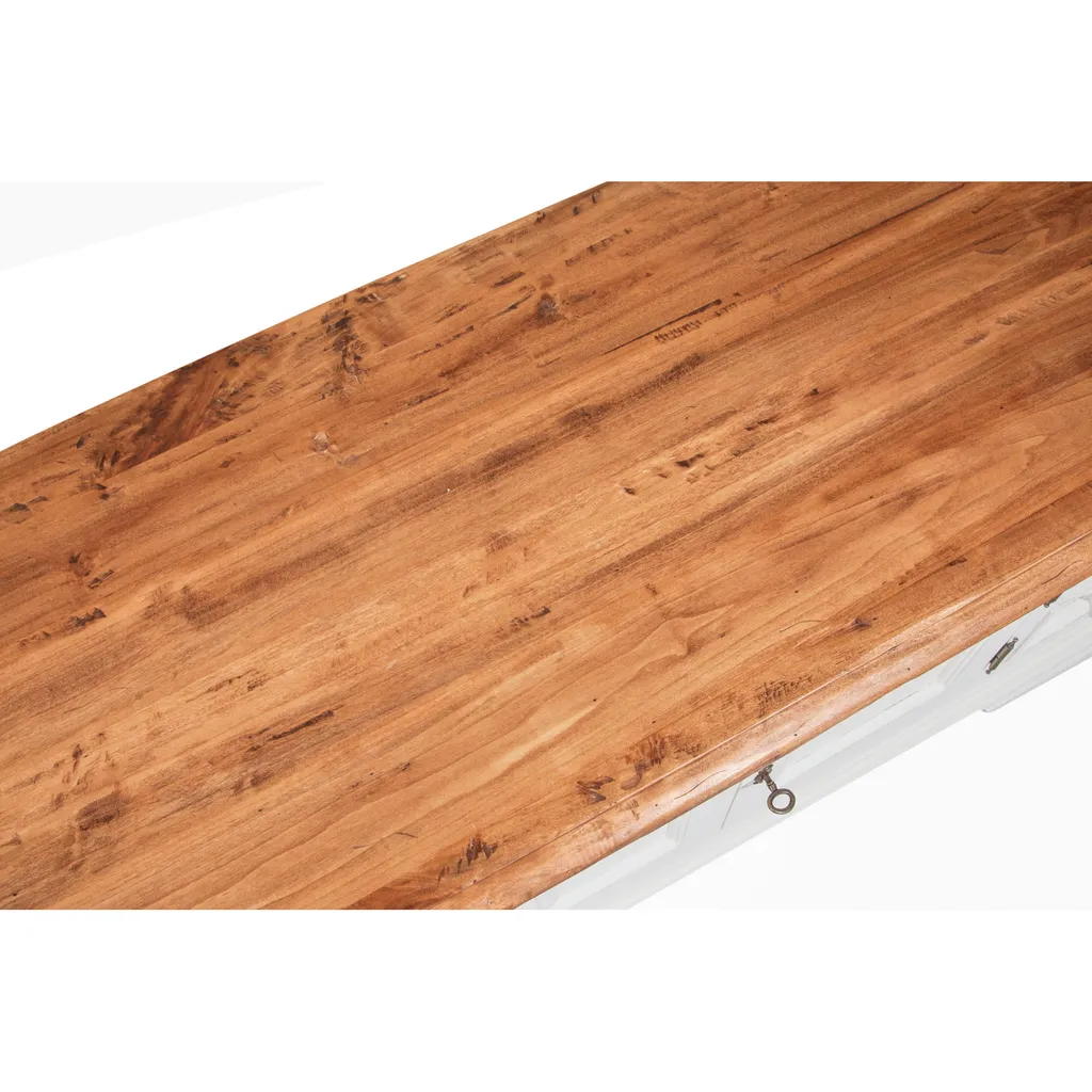 Tv Schrank 150x51x56 Cm, Tv Möbel Massivholz, Weiß/Holz – Bild 4