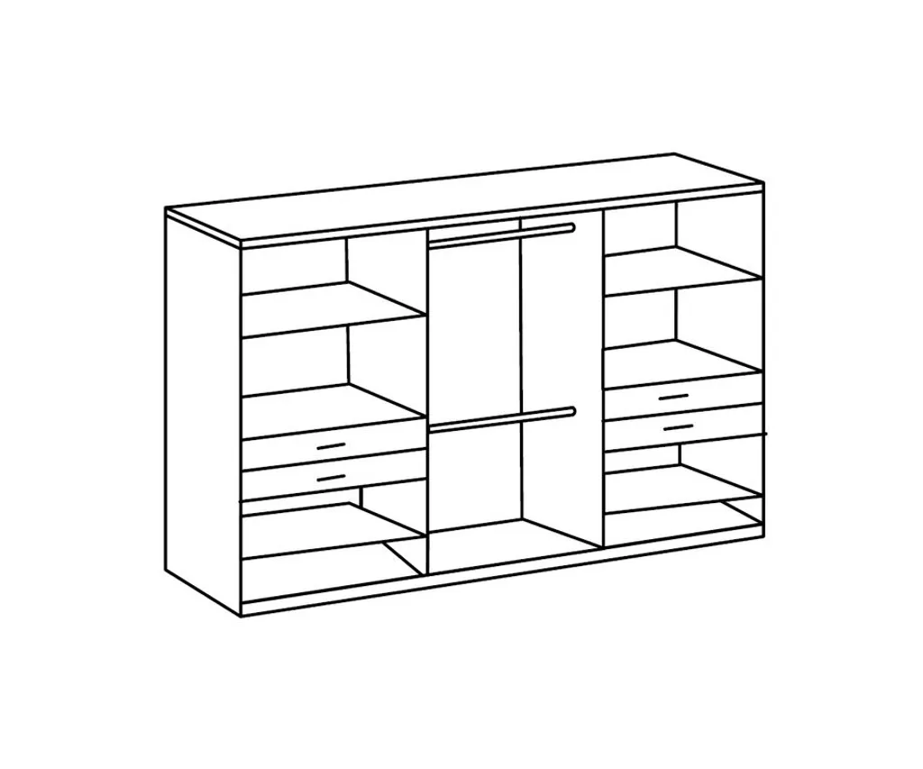 Taiga 10-türiger Kleiderschrank Mit 2 Spiegeln Weiß / Flagstaffeiche, Passepartout (Rahmen):ohne Passepartout – Bild 4