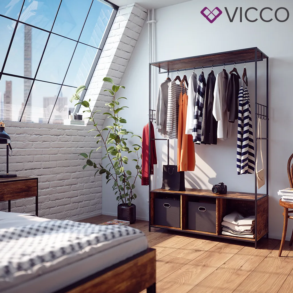 Vicco Kleiderschrank Fyrk Antikholz 119,5 X 189 X 44 Cm Holzwerkstoff Metall – Bild 4