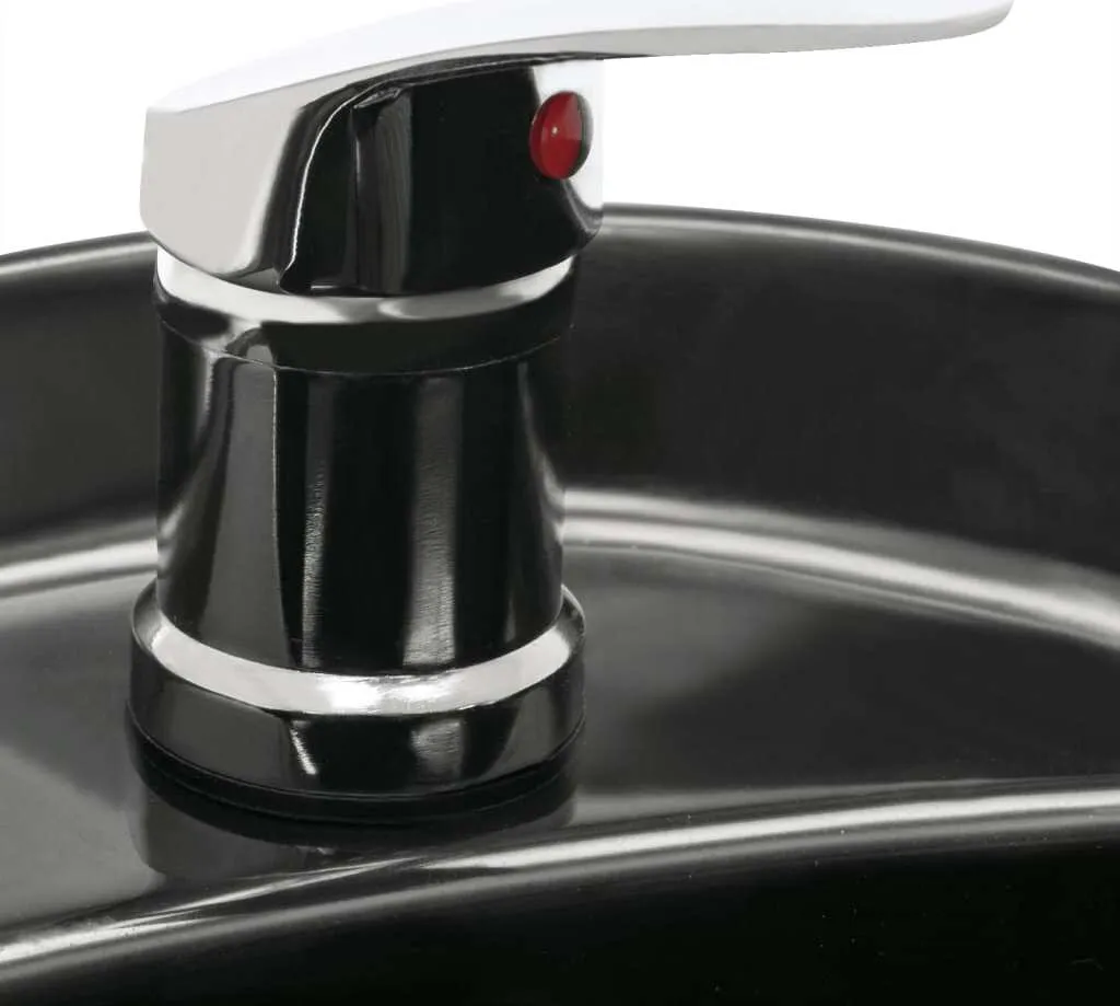 VidaXL Friseurstuhl Mit Waschbecken Schwarz Kunstleder – Bild 7