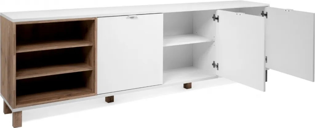 TV Board Lowboard Fernseher Kommode Sideboard Ca. 200 Cm MENORCA 57A Weiß / Old Style – Bild 3