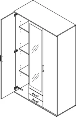 Kleiderschrank Drehtürenschrank Holzrschrank Schrank Schlafzimmer "Cilli I"
