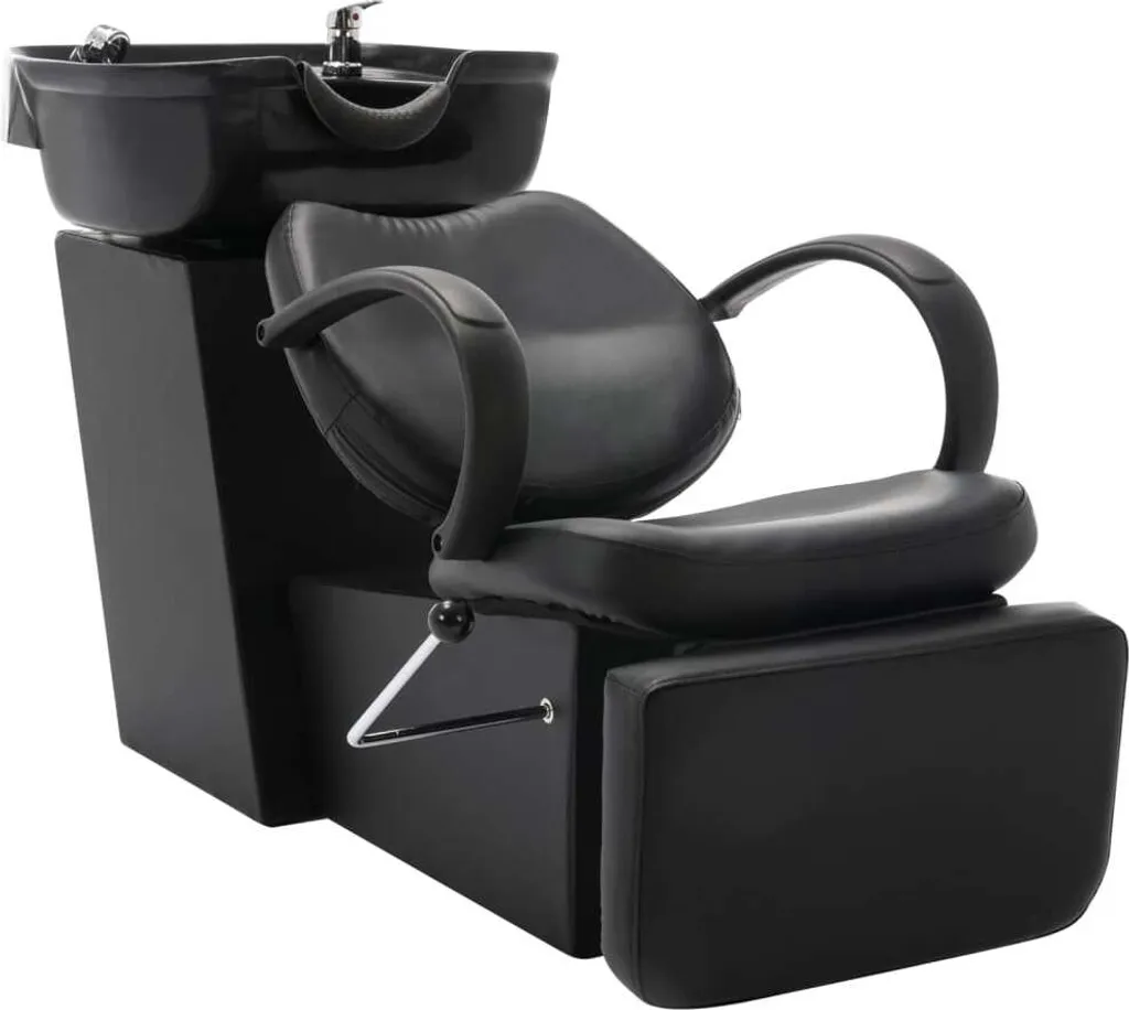 VidaXL Friseurstuhl Mit Waschbecken Schwarz Kunstleder