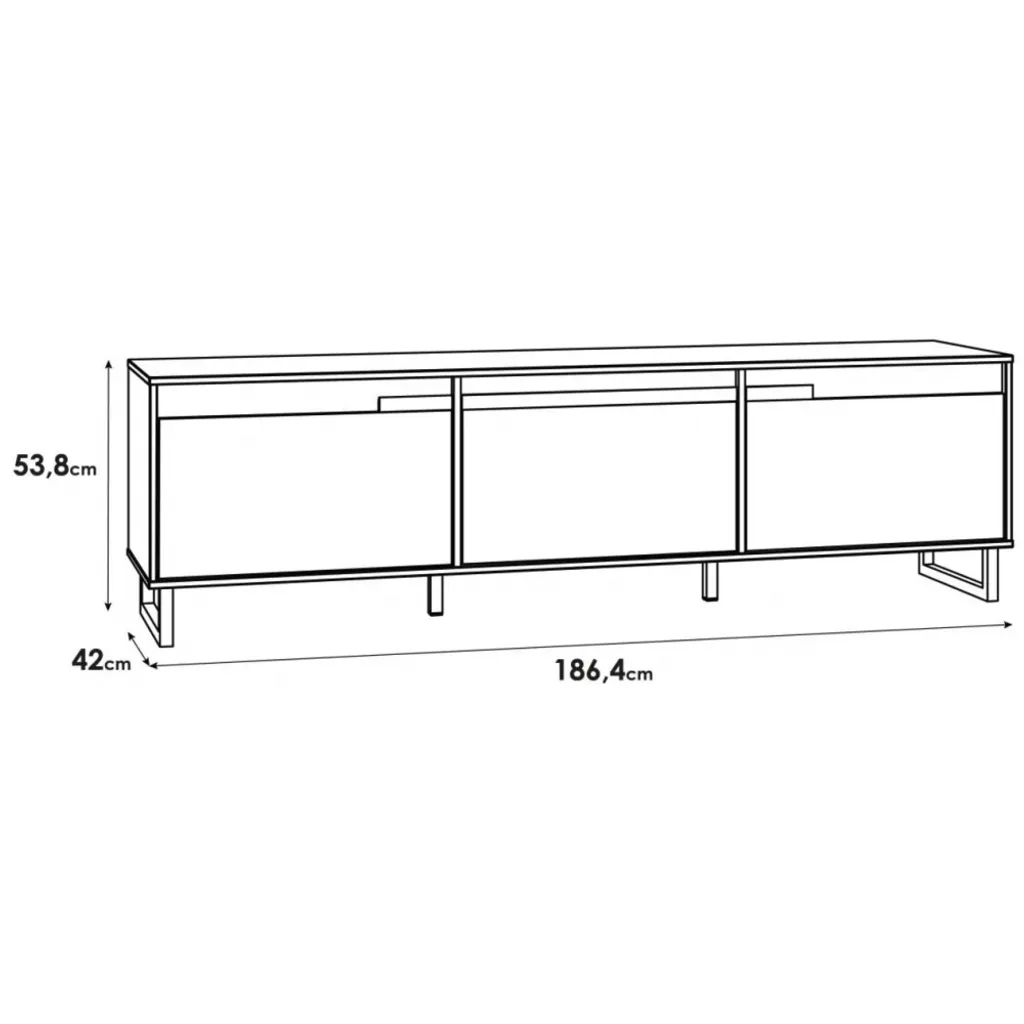 Lowboard SOLLETICO HIFI TV Fernseher Kommode Ca. 186 X 54x 42 Cm Bartex Eiche Nb. Staboptik – Bild 6