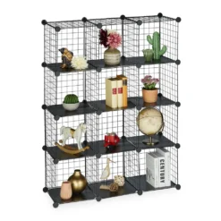 Relaxdays Steckregal Drahtgitter Mit 12 Fächern