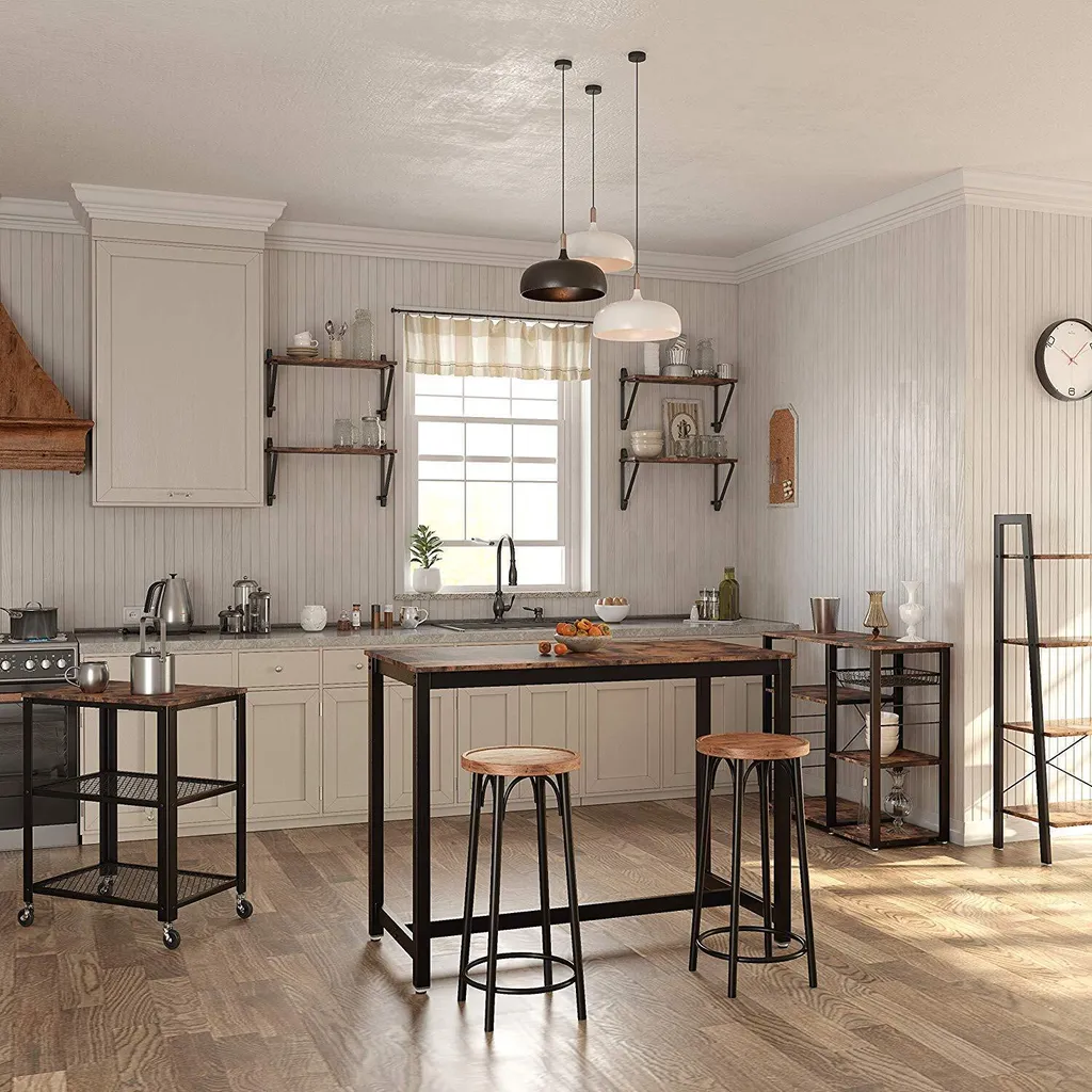 VASAGLE 2er Set Wandregal, Hängeregal Mit Metallrahmen, Großem Schweberegal, 60 X 33 X 20 Cm, Stabiles Wandboard Für Wohnzimmer Vintage LCR01BX – Bild 7