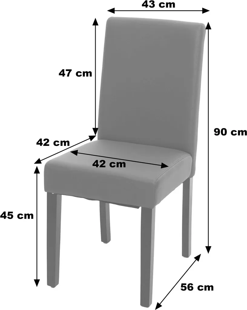 6x Esszimmerstuhl Stuhl Küchenstuhl Littau Kunstleder, Grau Matt, Helle Beine – Bild 7