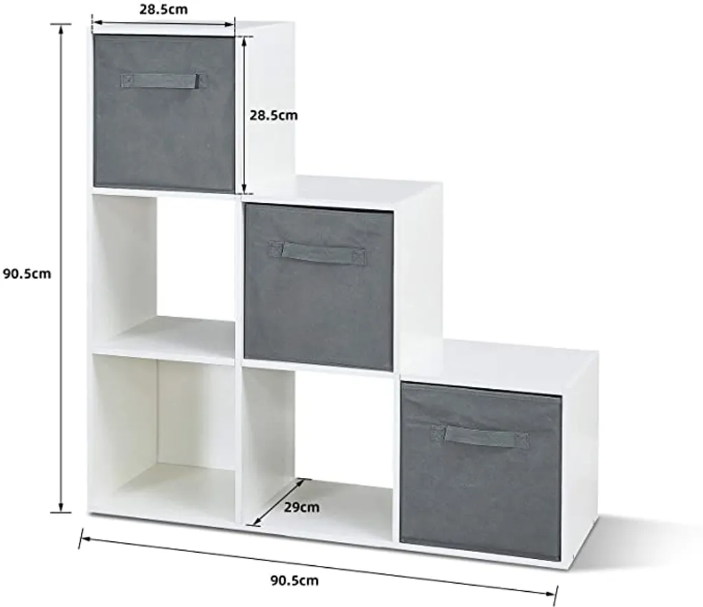 Meerveil Treppenregal, Bücherregal 6 Fächer Spanplatte Modern Für Wohnzimmer Arbeitszimmer Büro,90,5 X 90,5 X 29 Cm, Weiß – Bild 5