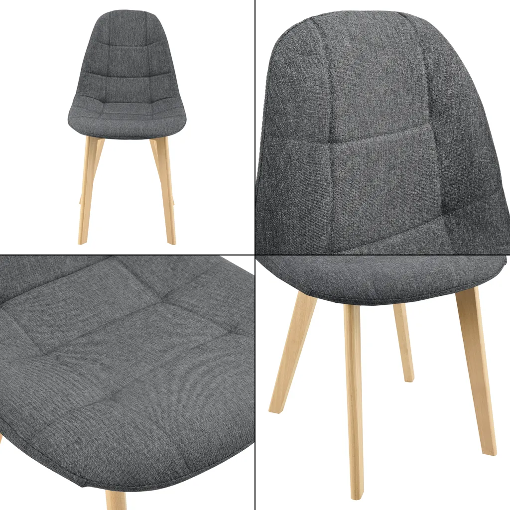 Esszimmerstuhl Kopparberg 2er-Set Stoffbezug Buche Wohnzimmerstuhl 86 X 53 X 47 Cm Dunkelgrau – Bild 6