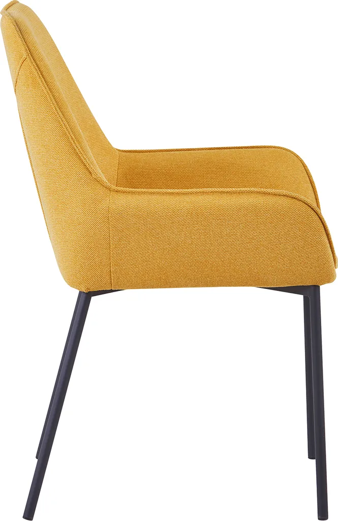 SalesFever Polsterstuhl 2er Set | Armlehnstuhl Mit Strukturstoff | Gestell Metall Schwarz Matt | B 56 X T 54 X H 90 Cm | Senfgelb – Bild 5