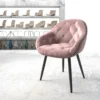DELIFE Armlehnstuhl Gaio-Flex Samt Rosé 4-fuß Konisch Schwarz