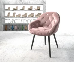 DELIFE Armlehnstuhl Gaio-Flex Samt Rosé 4-fuß Konisch Schwarz