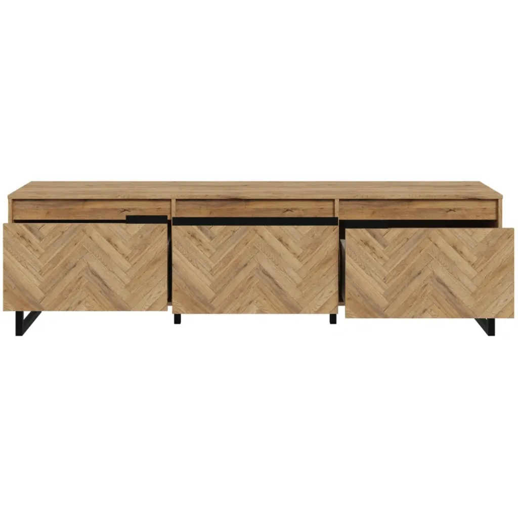 Lowboard SOLLETICO HIFI TV Fernseher Kommode Ca. 186 X 54x 42 Cm Bartex Eiche Nb. Staboptik – Bild 4