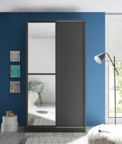 Schwebetürenschrank Kleiderschrank Schiebetürenschrank Schrank"Alysia II" Graphit