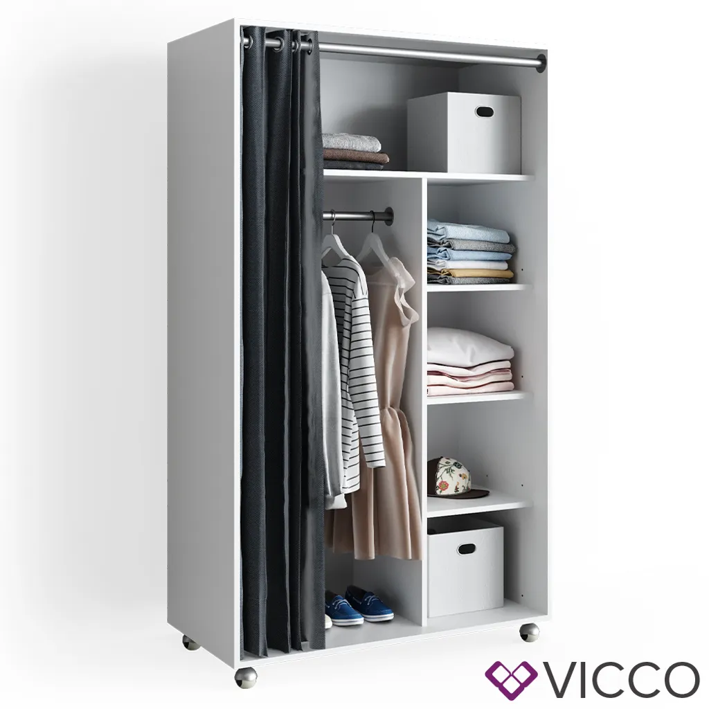 Vicco Kleiderschrank Doros Weiß 100 X 168 X 50 Cm Holzwerkstoff – Bild 7