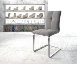 DELIFE Schwingstuhl Maddy-Flex Strukturstoff Hellgrau Freischwinger Flach Chrom