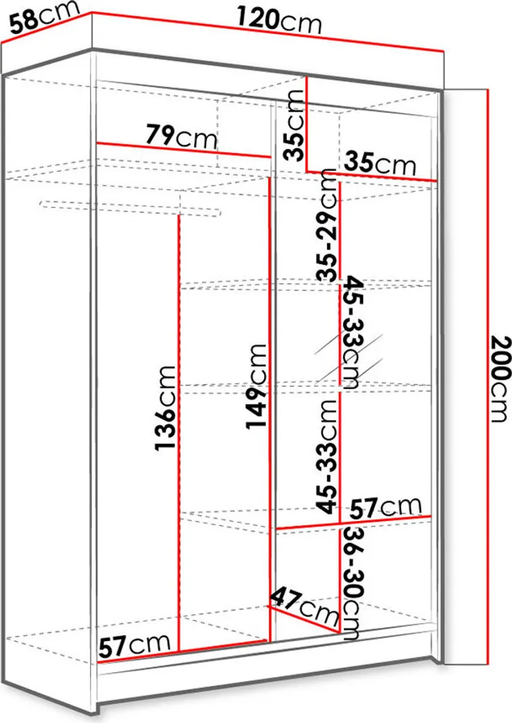 Mirjan24 Schiebetürenschrank Lino I, Mit Spiegel, Kleiderschrank Vom Hersteller (Schwarz, Mit RGB LED Beleuchtung) – Bild 4