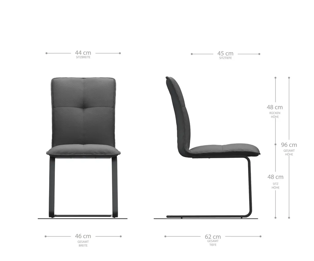 DELIFE Schwingstuhl Maddy-Flex Strukturstoff Hellgrau Freischwinger Flach Chrom – Bild 5