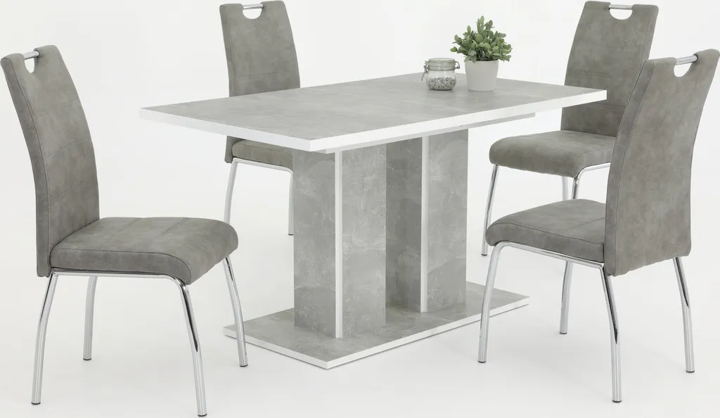 4er Set Vierfußstuhl Susi II Bezug Vintage Grau Lehne Mit Griff – Bild 7