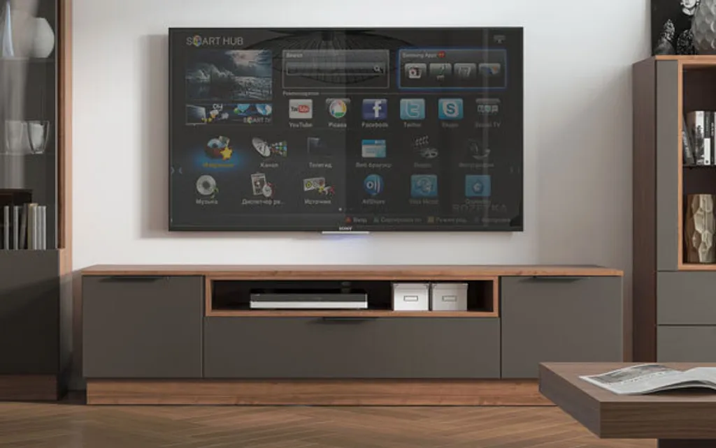 Lowboard TV-Schrank Fernsehtisch TV-Board 200cm Walnuss Anthrazit