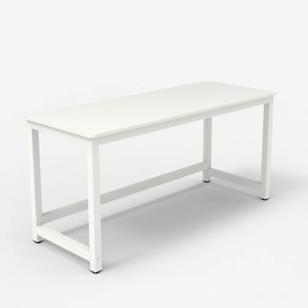 Rechteckiger Bürotisch 120x60cm Holz Metall Modern Weiß Bridgewhite 120Farbe: Weiß, Höhe (cm): 74, Breite (cm): 120, Tiefe (cm): 60, Zusammensetzung: WOOD, METAL, Länge (cm): 60 – Bild 4