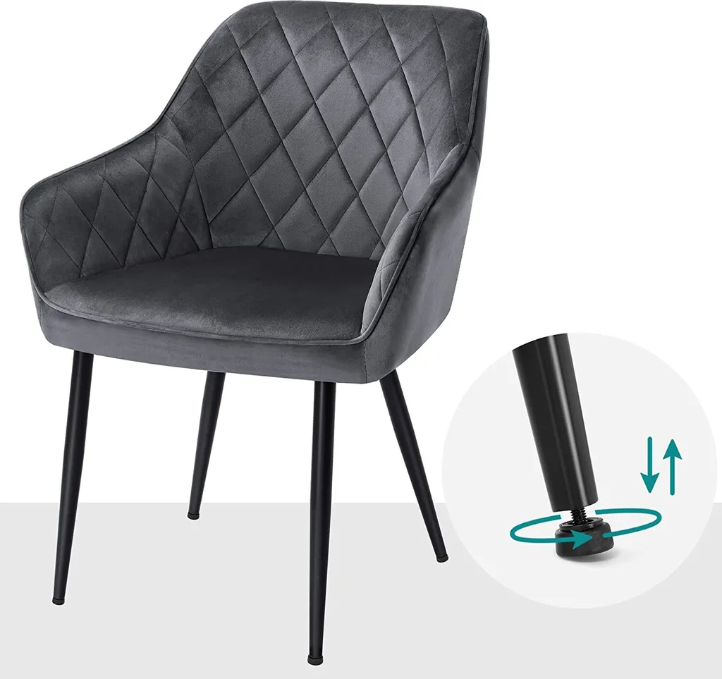 SONGMICS 6er Set Küchenstuhl Mit Armlehnen Sessel Polsterstuhl Samtbezug Max. 110 Kg LDC088G01-6 – Bild 5