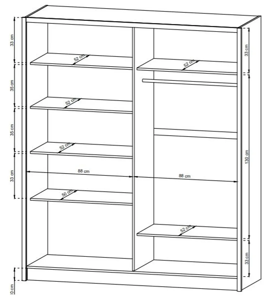GRAINGOLD Schwebetürenschrank 180cm Steel - Kleiderschrank Mit Spiegel Und Schubladen - Schiebetürenschrank, Schrank Für Schlafzimmer - Weiß – Bild 3