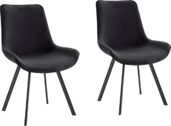 HOMEXPERTS Esszimmerstuhl Rose 2er-Set, Metall Schwarz, Samt Schwarz