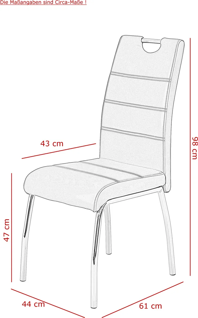 4er Set Vierfußstuhl Susi II Bezug Vintage Grau Lehne Mit Griff – Bild 3