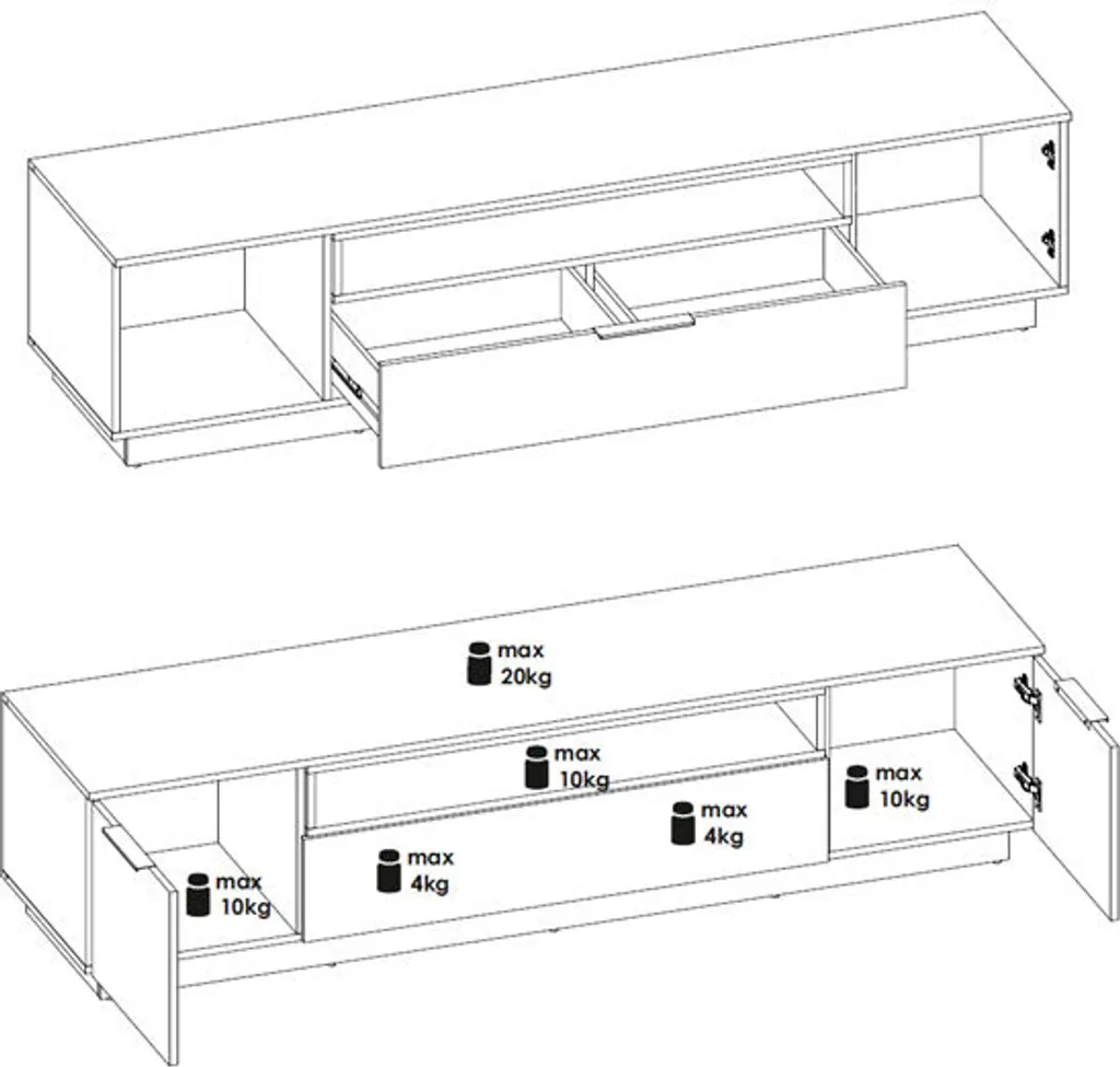 Lowboard TV-Schrank Fernsehtisch TV-Board 200cm Walnuss Anthrazit – Bild 2