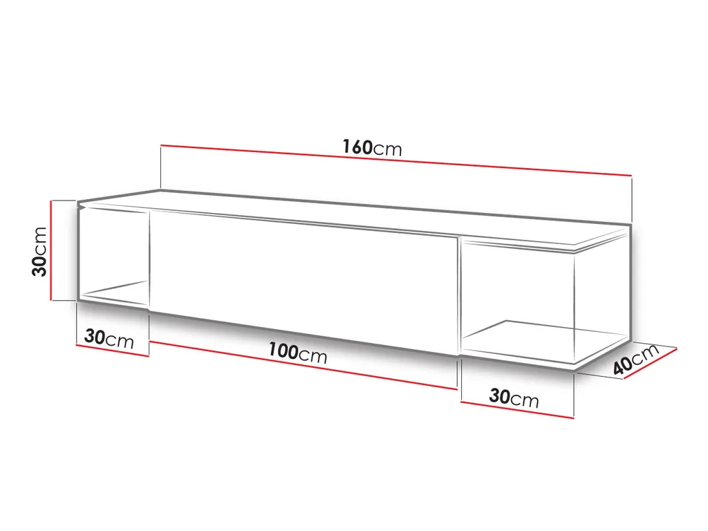 Mirjan24 Hänge TV-Lowboard Vigo Sky, TV-Schrank Vom Hersteller, Stilvoll RTV (Weiß / Weiß Hochglanz, Mit Blauer Beleuchtung) – Bild 2