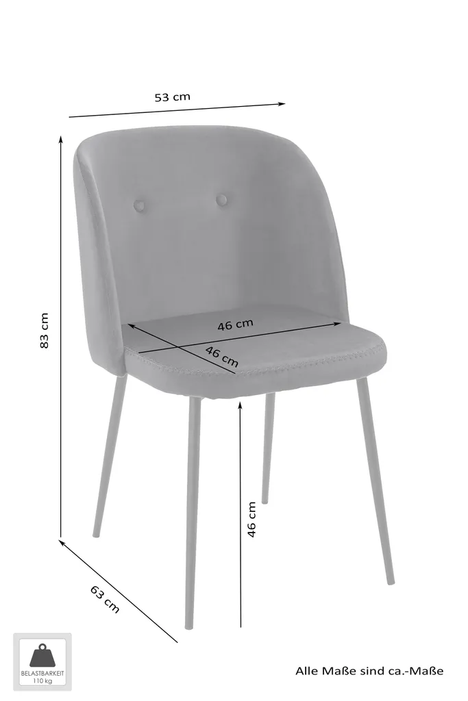 HOMEXPERTS Esszimmerstuhl Micky 2er-Set, Metall Schwarz, Samststoff Dunkelgrün – Bild 7